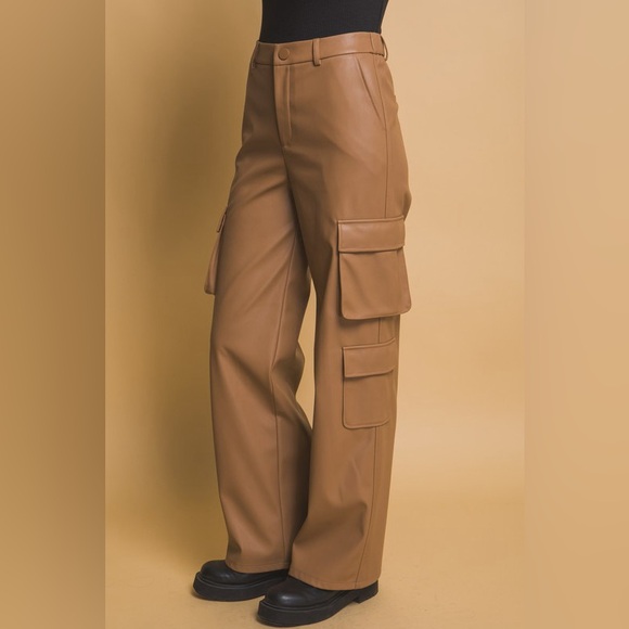 #128 Level Up Vegan Leather Cargo Pants - Picture 2 of 6